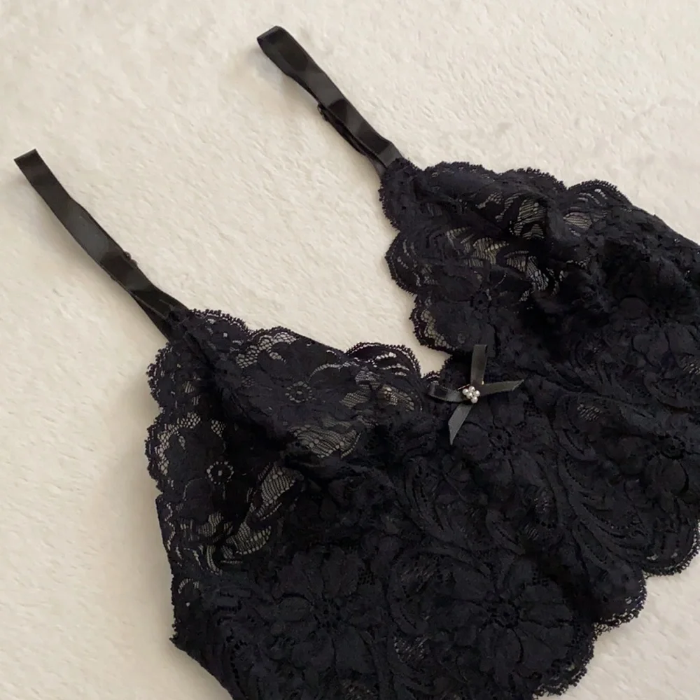 {VTG} Andrea Kristoff for Escanté | Lace Triangle Longline Bralette Bra 543 (L) - Picture 8 of 16